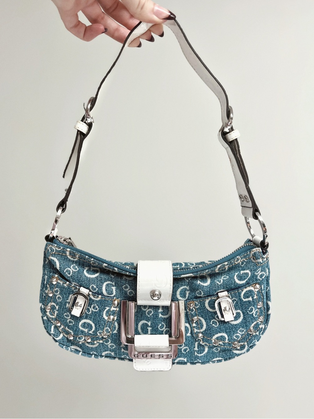 2002 RARE Vintage GUESS | Denim Monogram Mini Shoulder Bag